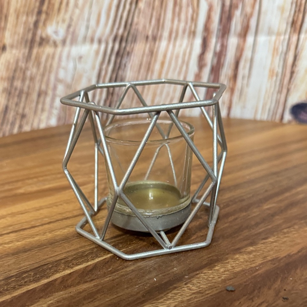 Geometric Silver Candle Holder